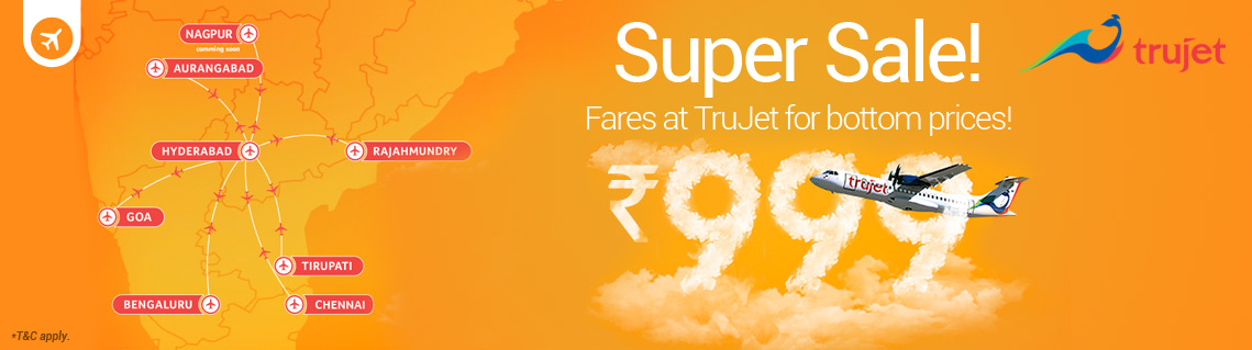 Goibibo-TrueJet Super Sale: Book TrueJet Flight Tickets